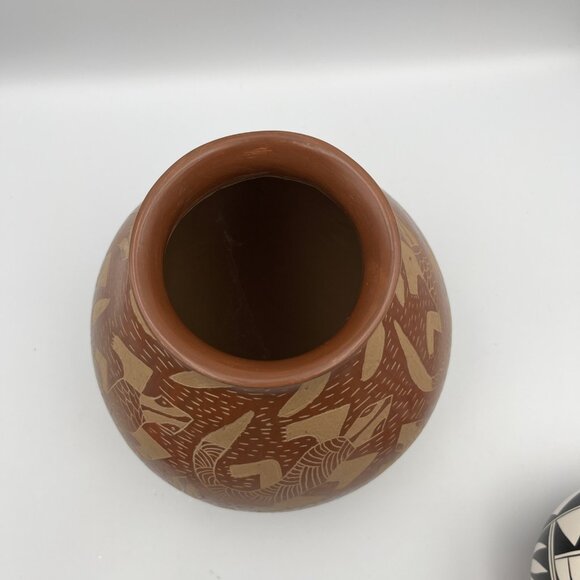 Mata Ortiz Mexican Large Vase Red Pottery Artist Signed Marisela Torres Lizards - Picture 2 of 8